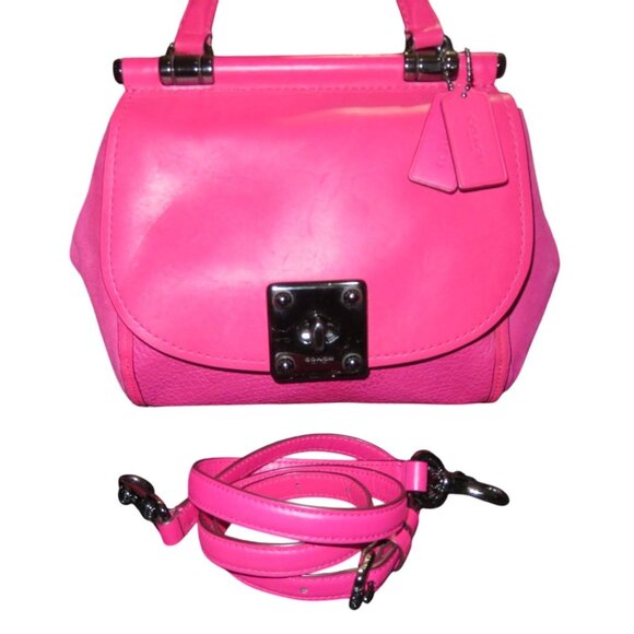 Coach 2016 Drifter Pink Mixed Leather Carryall Satchel 2 Way Crossbody Handbag - Picture 1 of 14